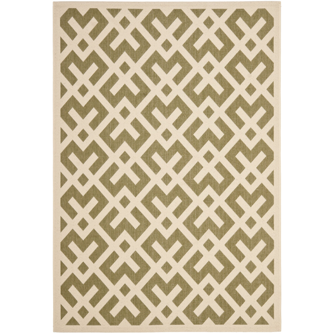 SAFAVIEH Indoor Outdoor CY6915-234 Courtyard Green / Bone Rug Image 1