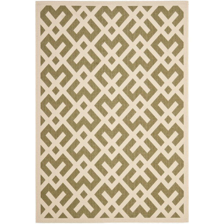 SAFAVIEH Indoor Outdoor CY6915-234 Courtyard Green / Bone Rug Image 1