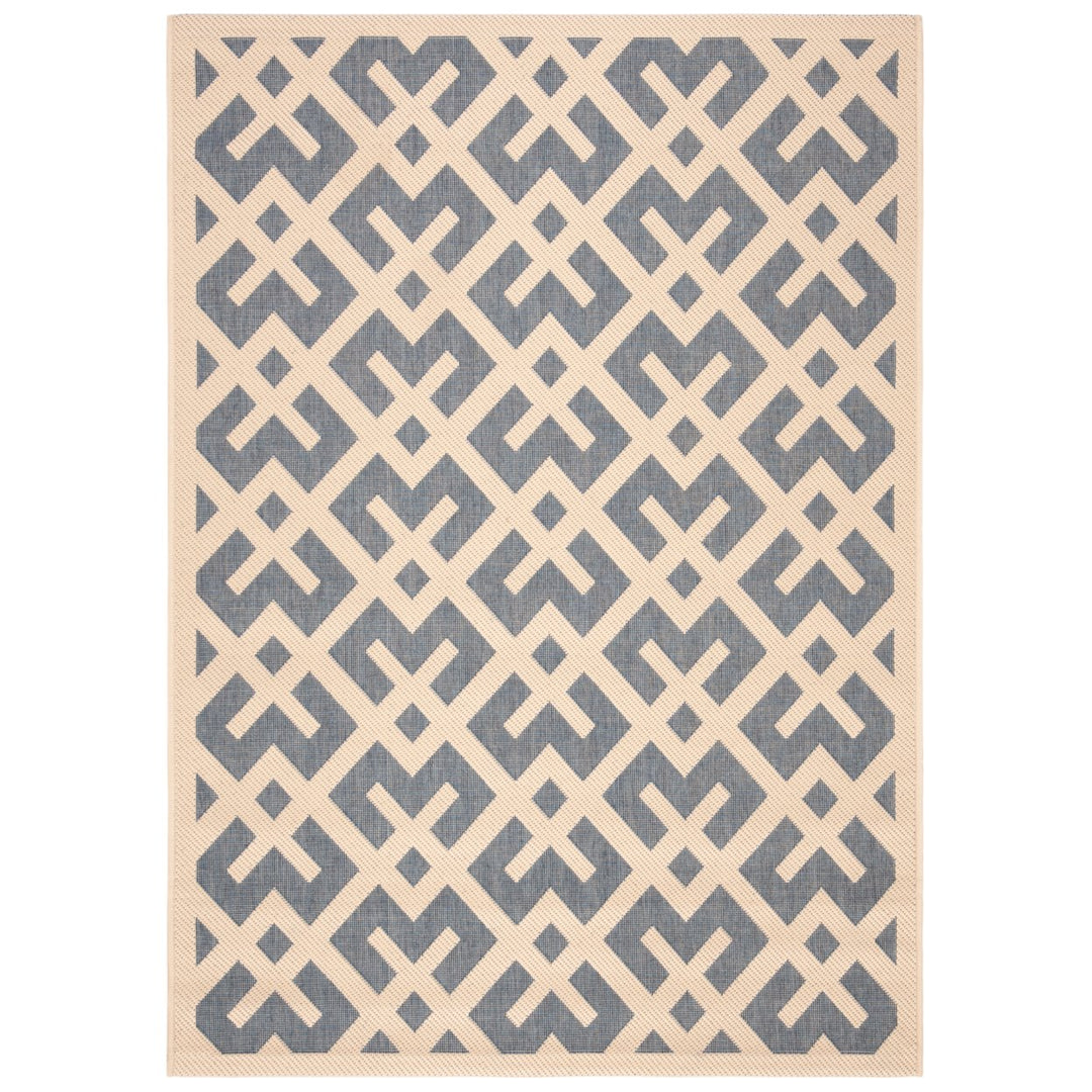 SAFAVIEH Outdoor CY6915-233 Courtyard Blue / Bone Rug Image 1