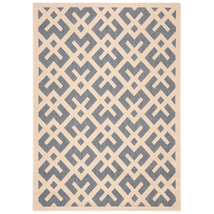 SAFAVIEH Outdoor CY6915-233 Courtyard Blue / Bone Rug Image 1