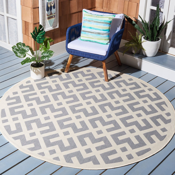 SAFAVIEH Outdoor CY6915-236 Courtyard Grey / Bone Rug Image 2