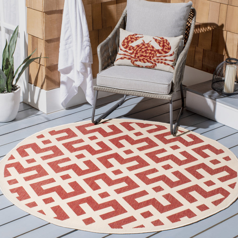 SAFAVIEH Outdoor CY6915-238 Courtyard Collection Red / Bone Rug Image 2