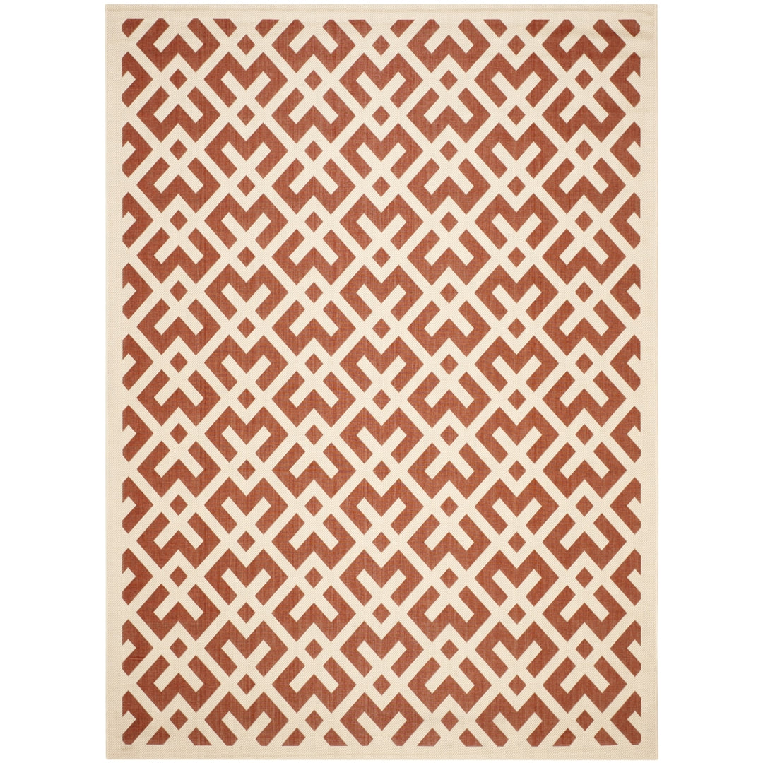 SAFAVIEH Outdoor CY6915-238 Courtyard Collection Red / Bone Rug Image 3