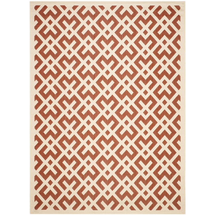 SAFAVIEH Outdoor CY6915-238 Courtyard Collection Red / Bone Rug Image 3