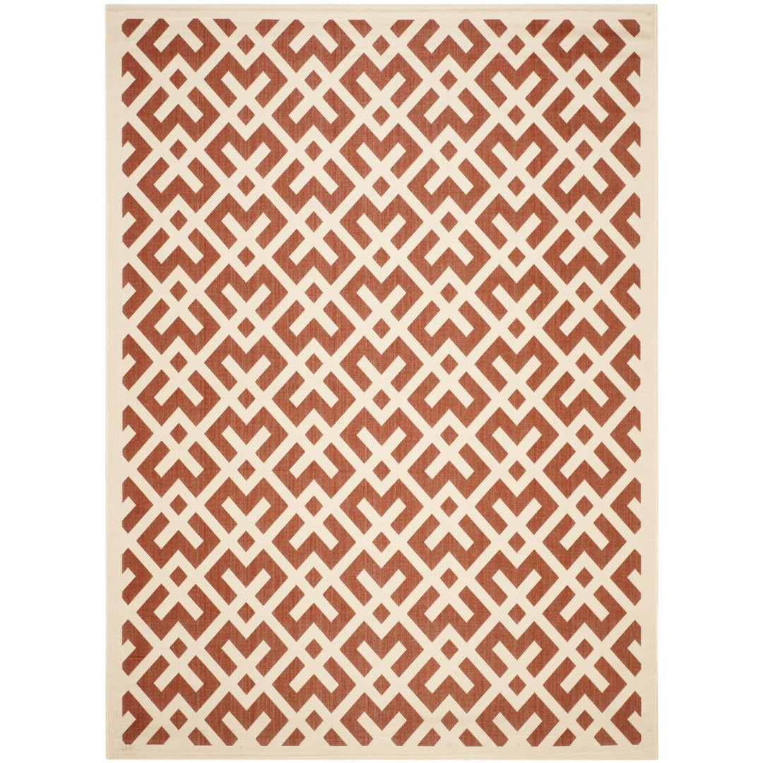 SAFAVIEH Outdoor CY6915-238 Courtyard Collection Red / Bone Rug Image 1