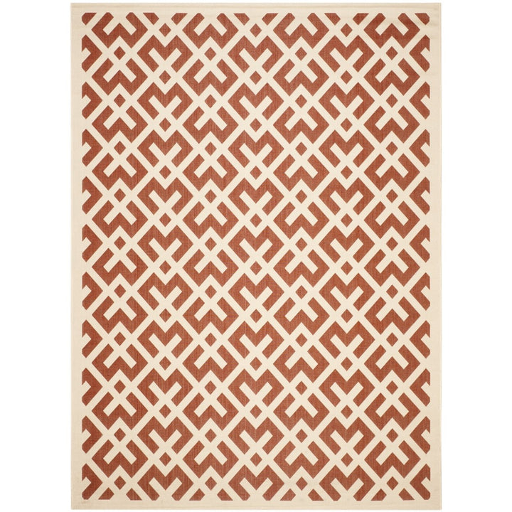 SAFAVIEH Outdoor CY6915-238 Courtyard Collection Red / Bone Rug Image 1