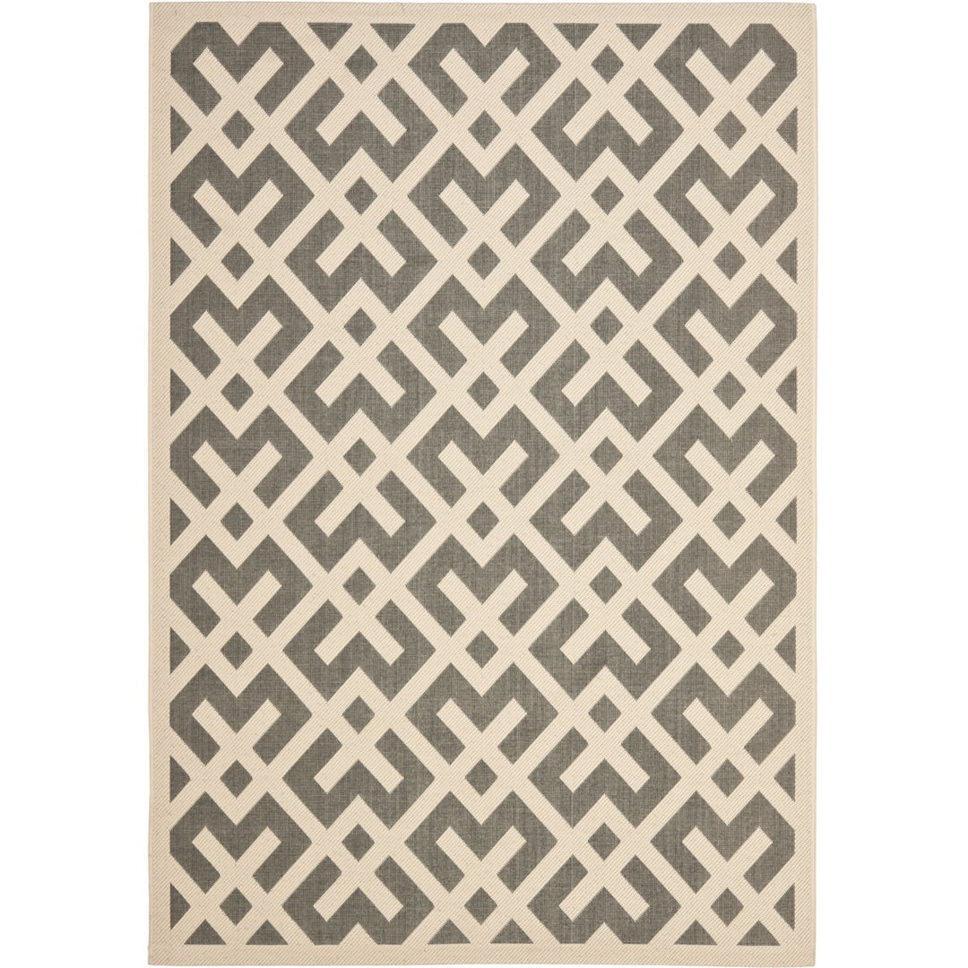 SAFAVIEH Outdoor CY6915-236 Courtyard Grey / Bone Rug Image 1