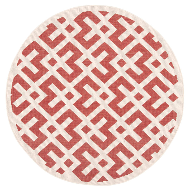 SAFAVIEH Outdoor CY6915-238 Courtyard Collection Red / Bone Rug Image 1