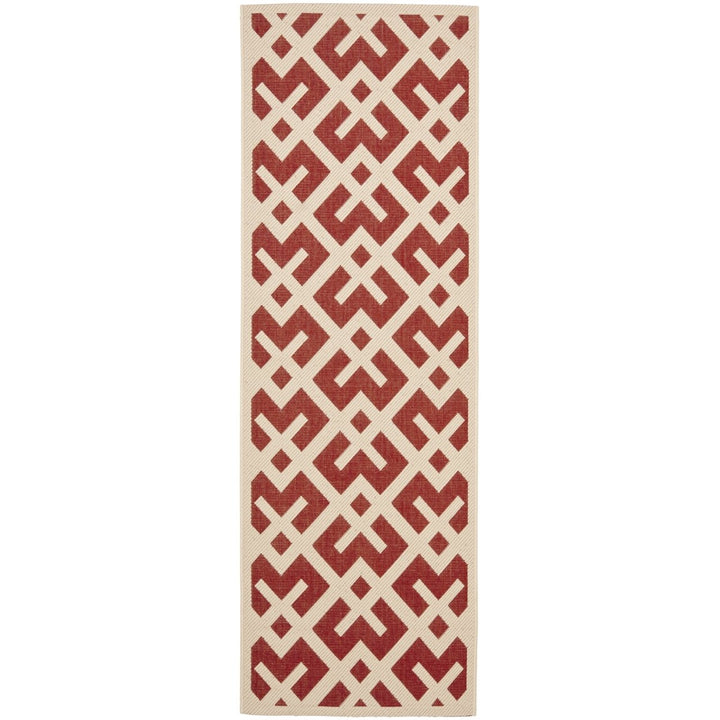 SAFAVIEH Outdoor CY6915-238 Courtyard Collection Red / Bone Rug Image 5