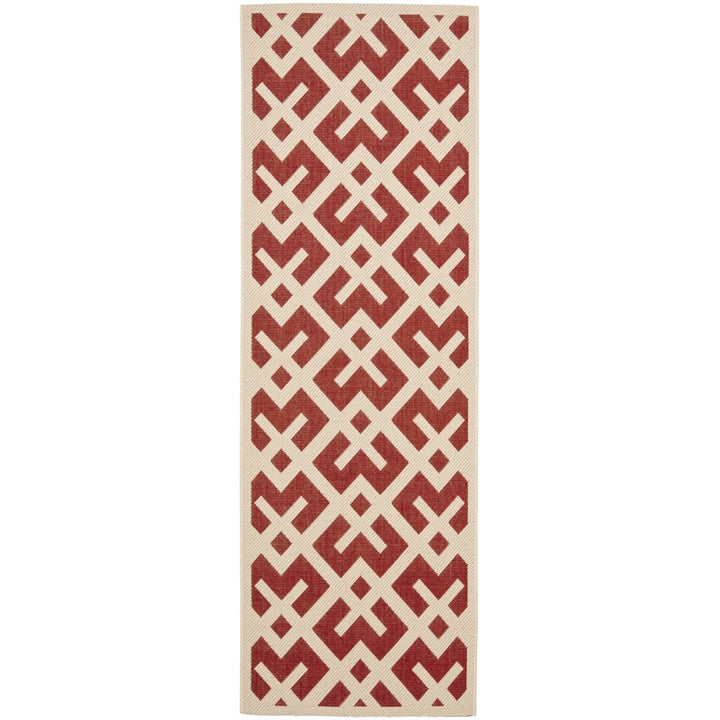 SAFAVIEH Outdoor CY6915-238 Courtyard Collection Red / Bone Rug Image 1