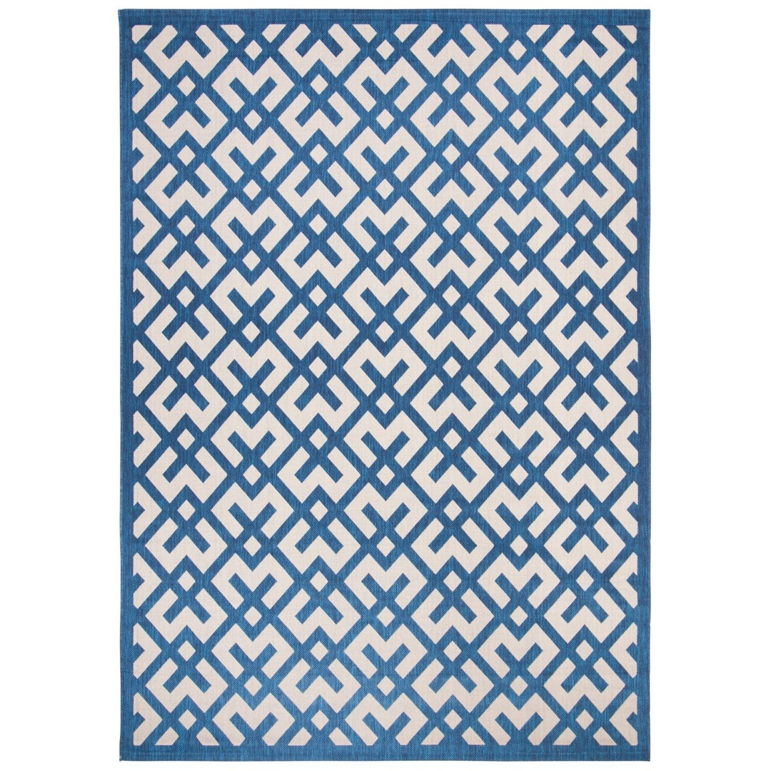 SAFAVIEH Indoor Outdoor CY6915-268 Courtyard Navy / Beige Rug Image 1