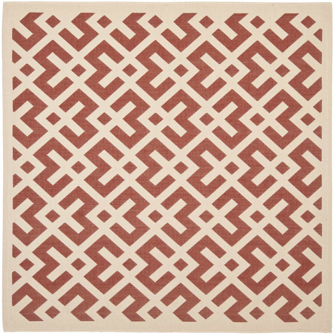 SAFAVIEH Outdoor CY6915-238 Courtyard Collection Red / Bone Rug Image 6