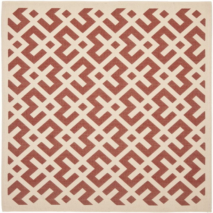 SAFAVIEH Outdoor CY6915-238 Courtyard Collection Red / Bone Rug Image 6