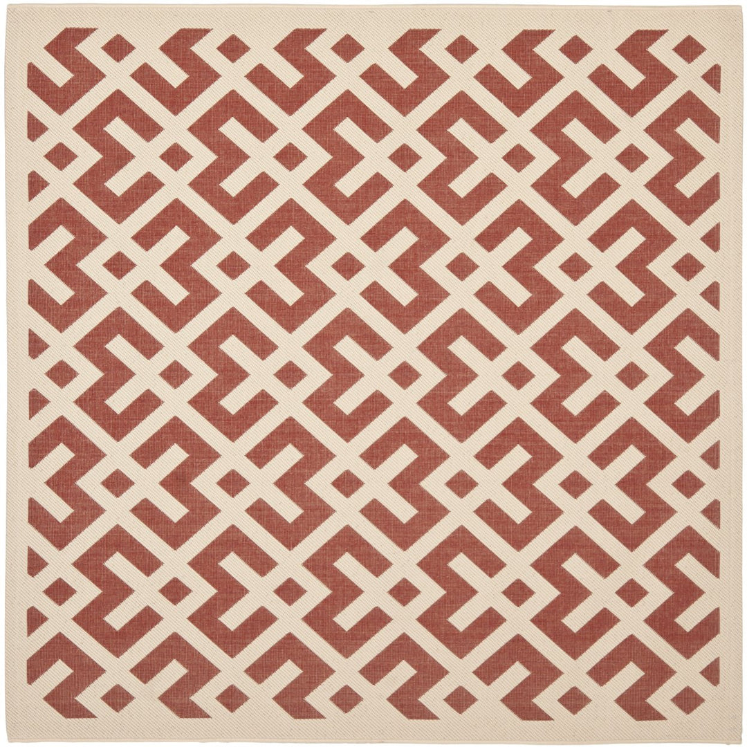 SAFAVIEH Outdoor CY6915-238 Courtyard Collection Red / Bone Rug Image 1