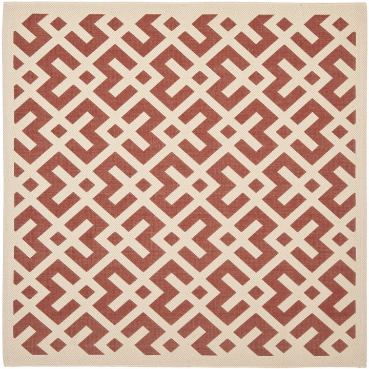 SAFAVIEH Outdoor CY6915-238 Courtyard Collection Red / Bone Rug Image 1