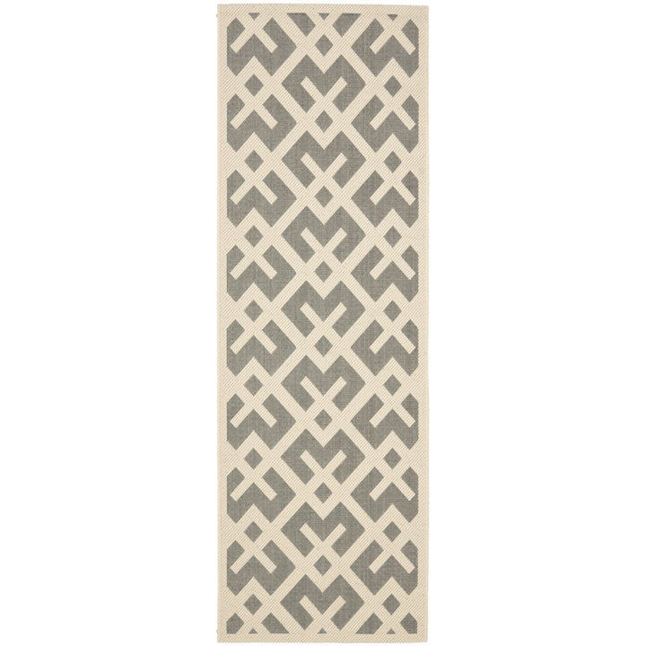 SAFAVIEH Outdoor CY6915-236 Courtyard Grey / Bone Rug Image 1