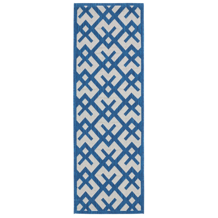 SAFAVIEH Indoor Outdoor CY6915-268 Courtyard Navy / Beige Rug Image 1