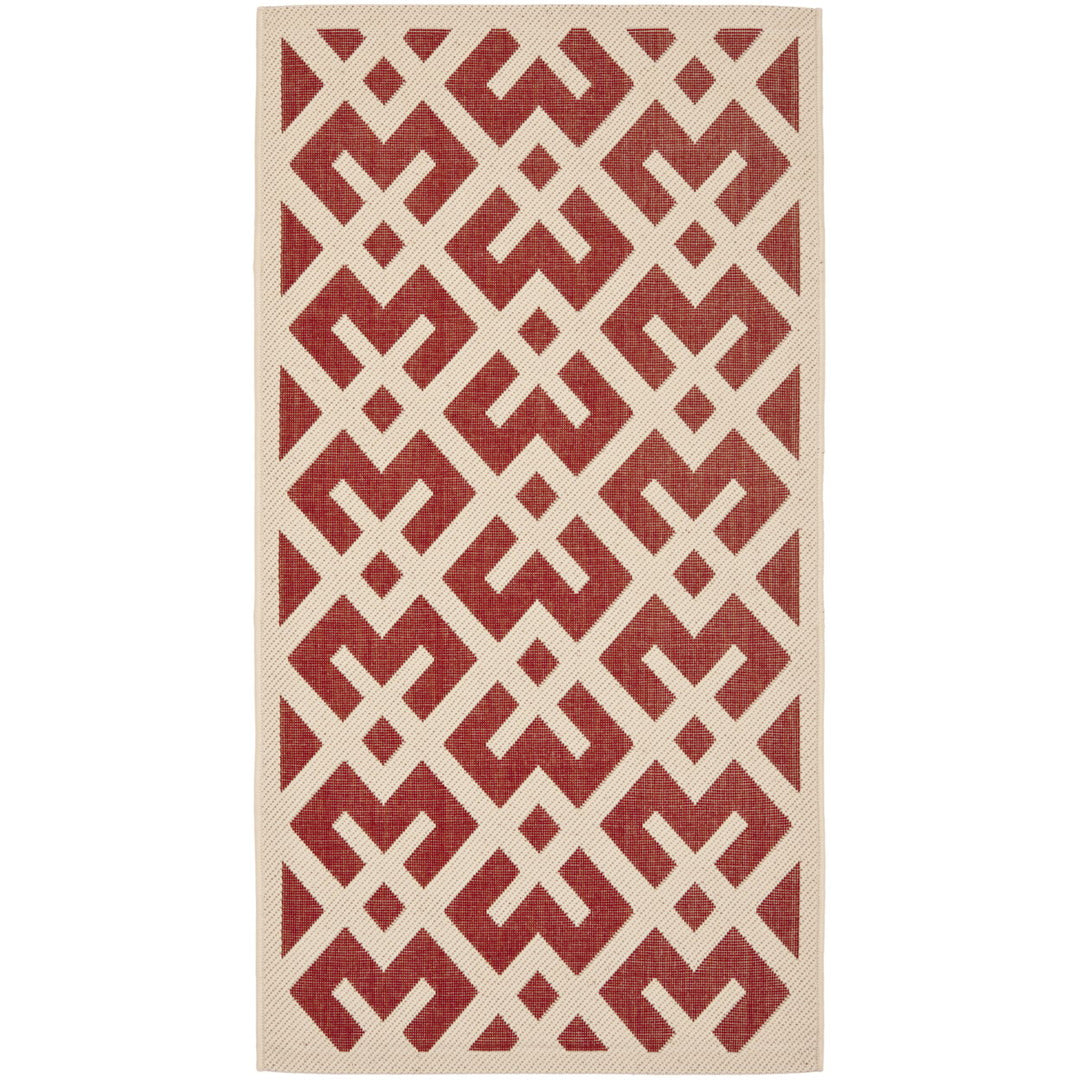 SAFAVIEH Outdoor CY6915-238 Courtyard Collection Red / Bone Rug Image 8