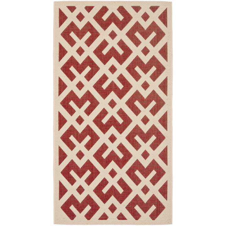 SAFAVIEH Outdoor CY6915-238 Courtyard Collection Red / Bone Rug Image 1