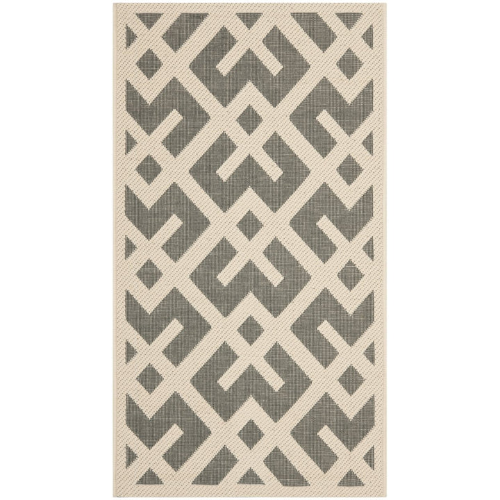 SAFAVIEH Outdoor CY6915-236 Courtyard Grey / Bone Rug Image 1