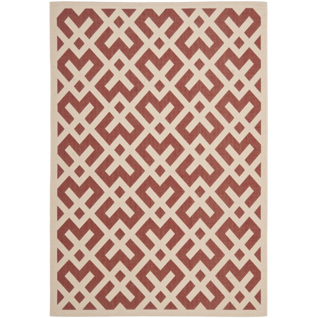 SAFAVIEH Outdoor CY6915-238 Courtyard Collection Red / Bone Rug Image 9