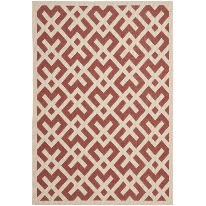 SAFAVIEH Outdoor CY6915-238 Courtyard Collection Red / Bone Rug Image 9