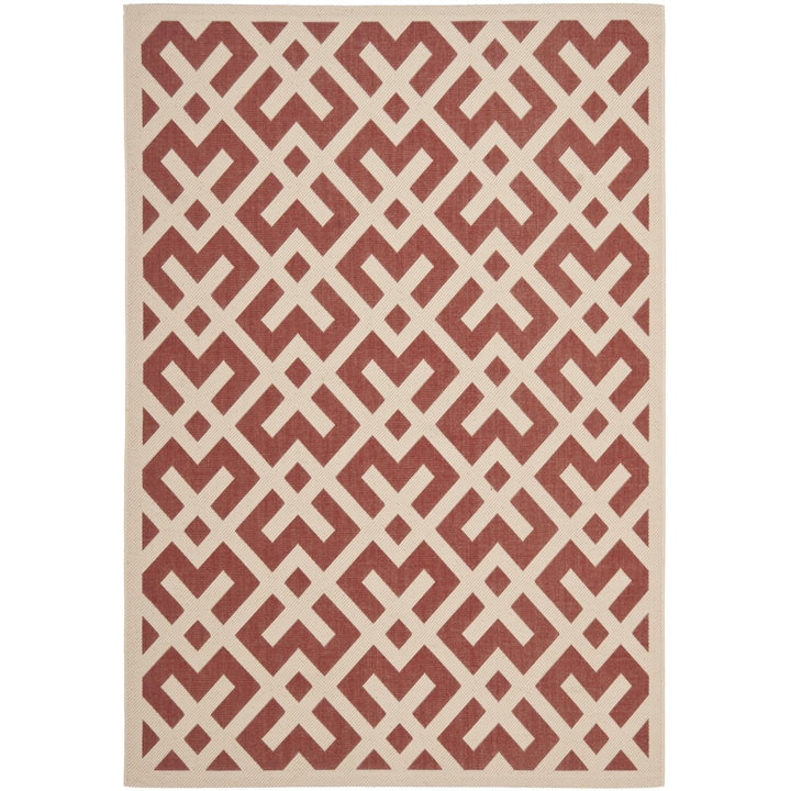 SAFAVIEH Outdoor CY6915-238 Courtyard Collection Red / Bone Rug Image 1