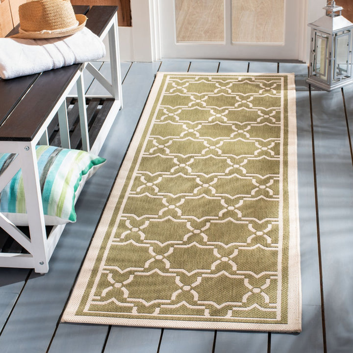 SAFAVIEH Indoor Outdoor CY6916-244 Courtyard Green / Beige Rug Image 2