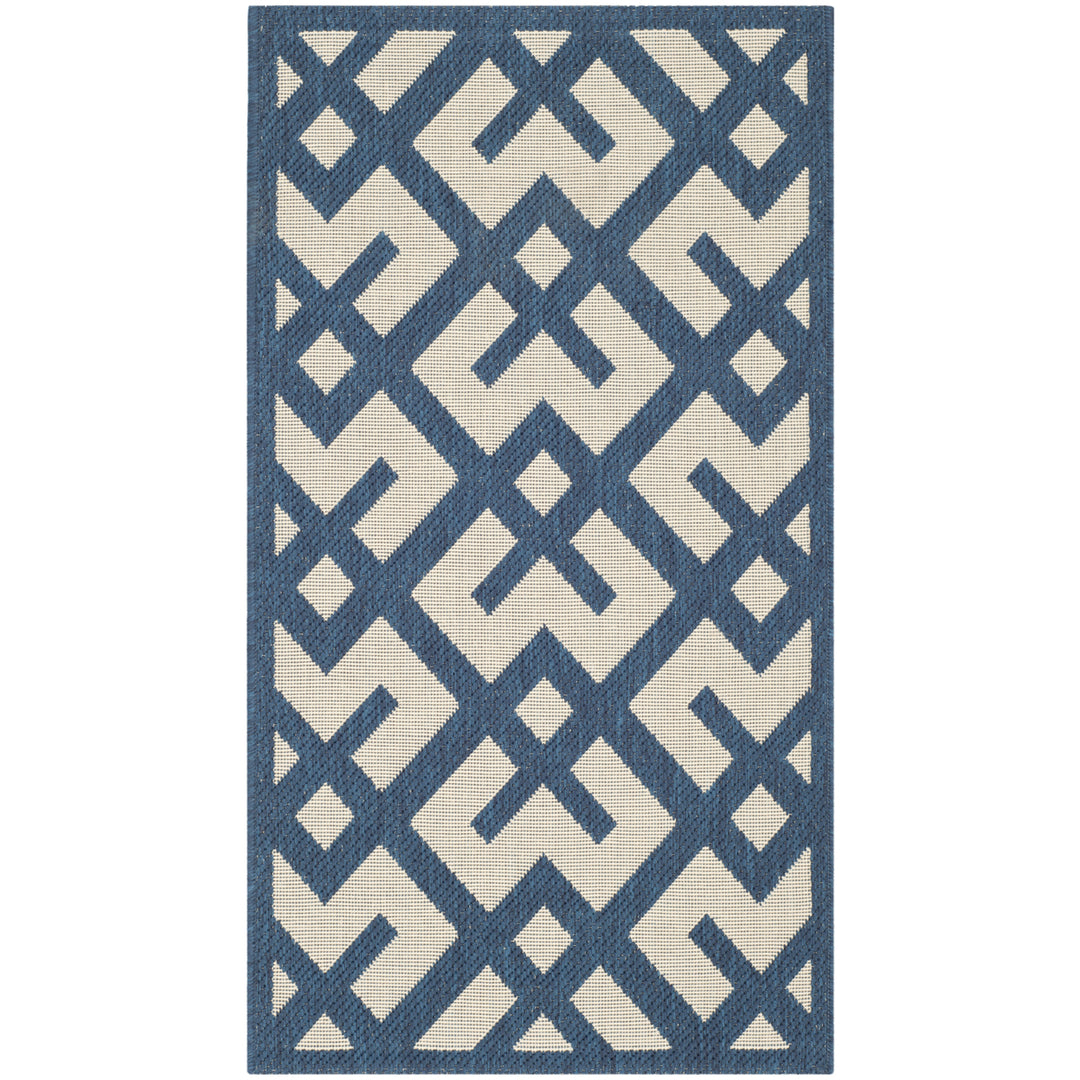 SAFAVIEH Indoor Outdoor CY6915-268 Courtyard Navy / Beige Rug Image 10