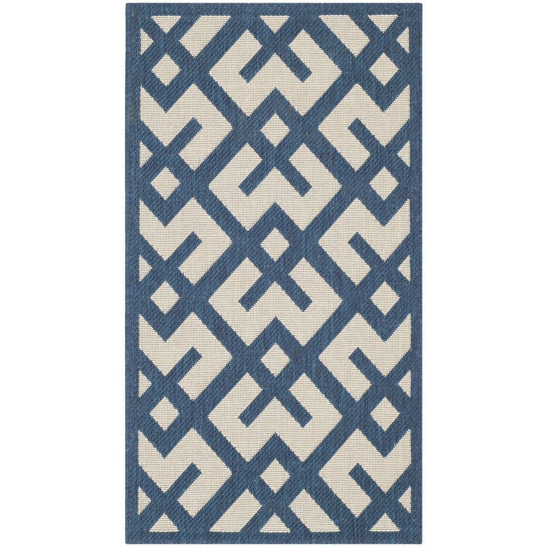 SAFAVIEH Indoor Outdoor CY6915-268 Courtyard Navy / Beige Rug Image 1