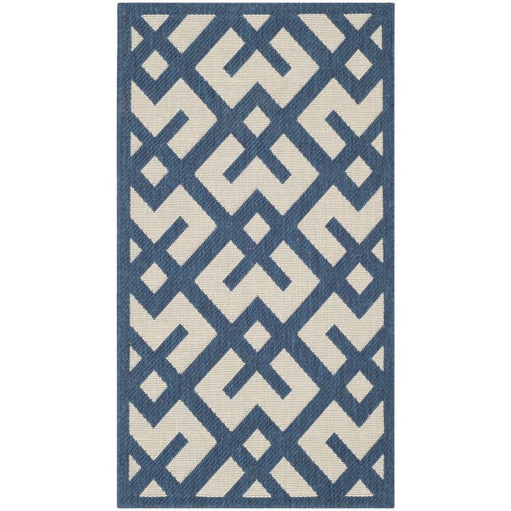 SAFAVIEH Indoor Outdoor CY6915-268 Courtyard Navy / Beige Rug Image 1