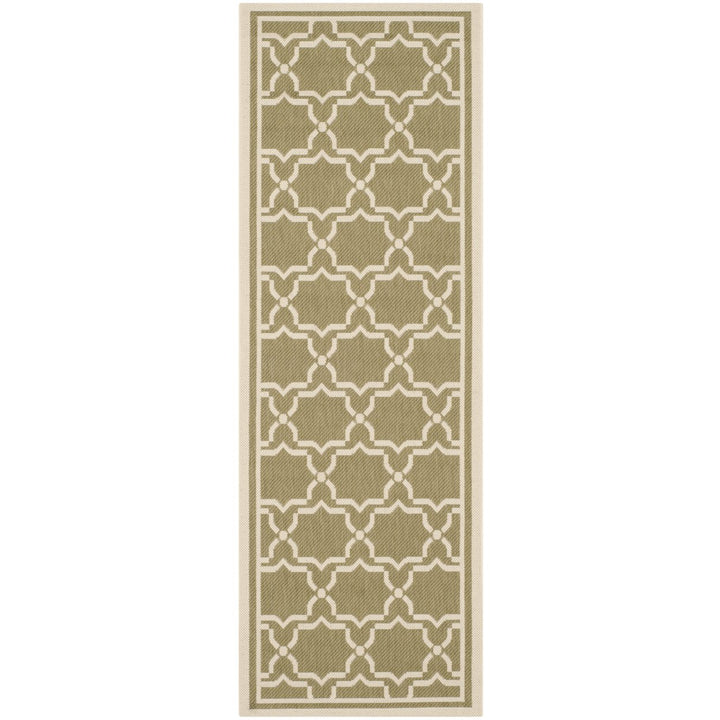 SAFAVIEH Indoor Outdoor CY6916-244 Courtyard Green / Beige Rug Image 1