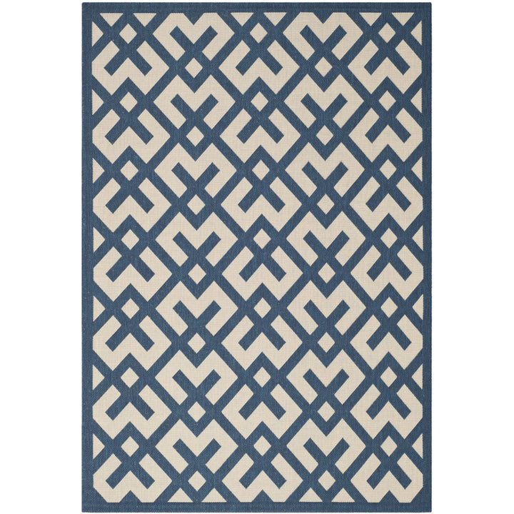 SAFAVIEH Indoor Outdoor CY6915-268 Courtyard Navy / Beige Rug Image 1