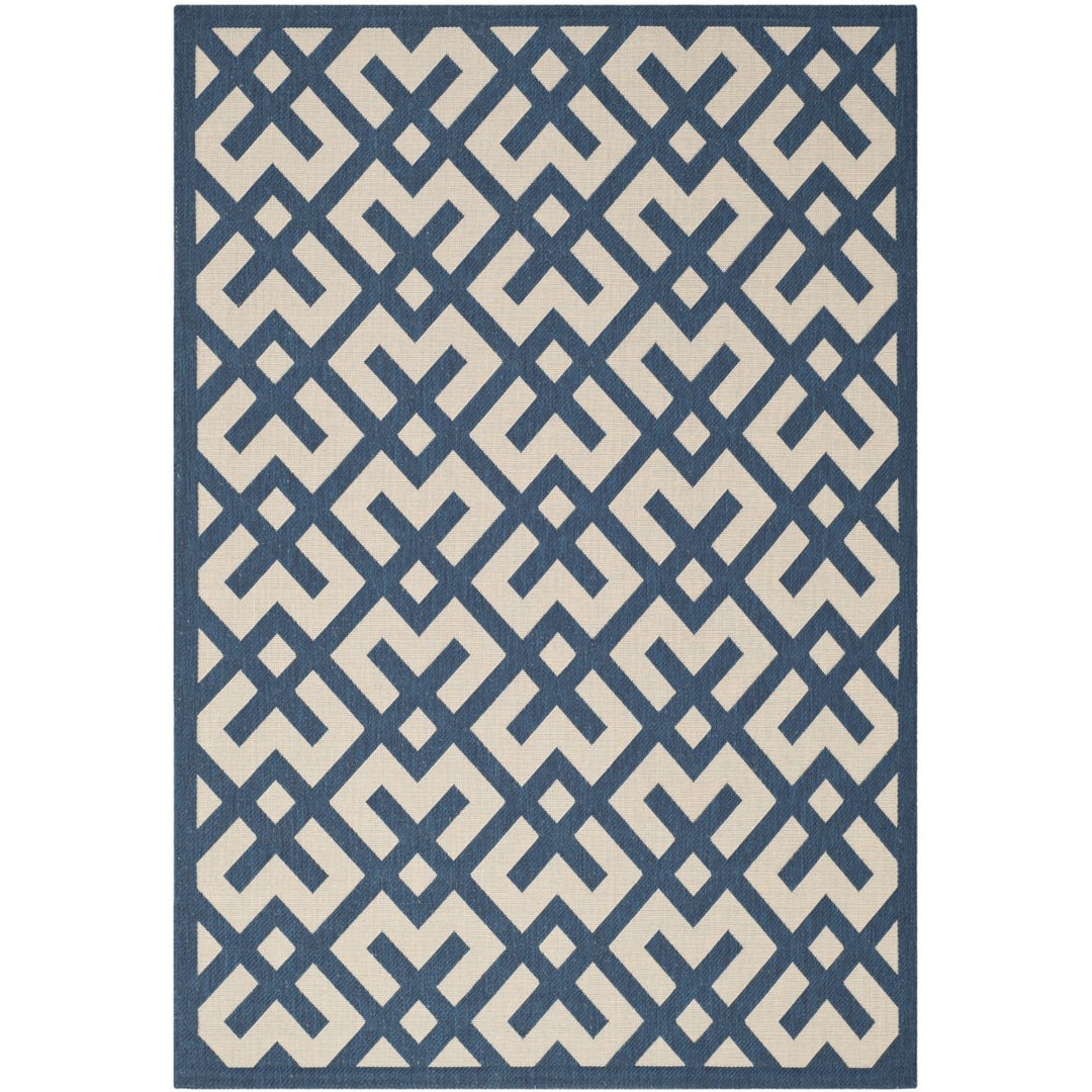 SAFAVIEH Indoor Outdoor CY6915-268 Courtyard Navy / Beige Rug Image 1