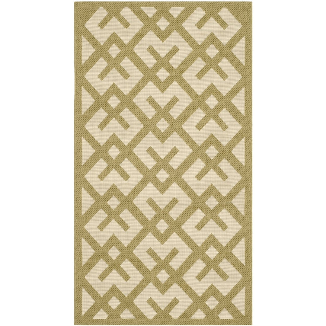 SAFAVIEH Indoor Outdoor CY6915-244 Courtyard Beige / Green Rug Image 1