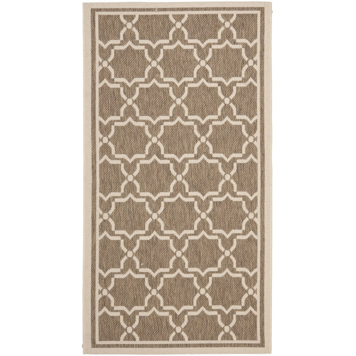 SAFAVIEH Indoor Outdoor CY6916-242 Courtyard Brown / Bone Rug Image 1