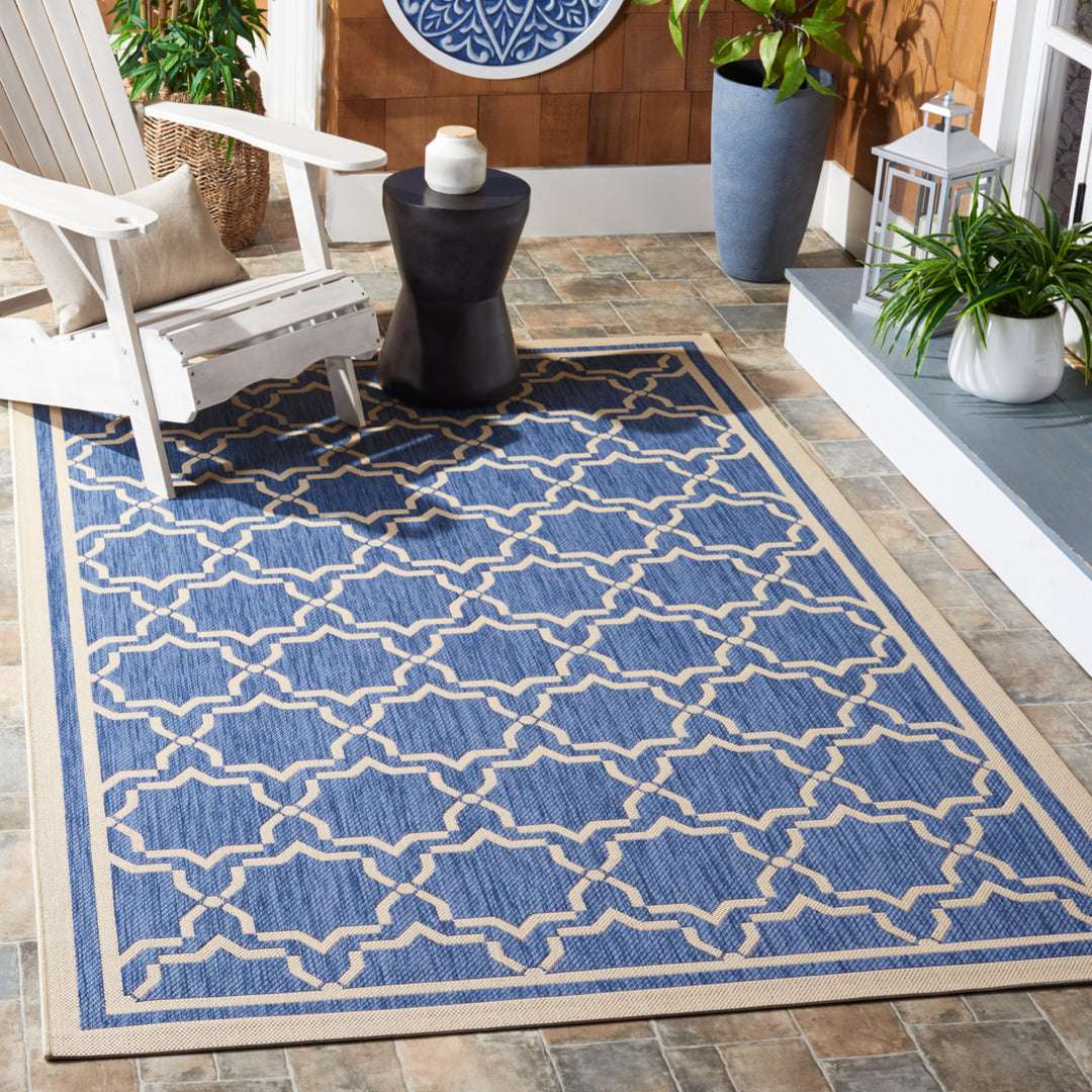 SAFAVIEH Indoor Outdoor CY6916-243 Courtyard Blue / Beige Rug Image 1