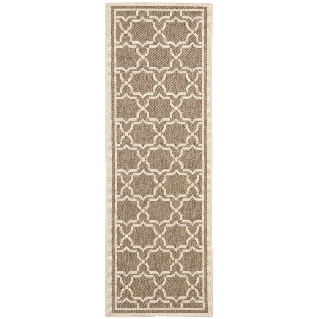 SAFAVIEH Indoor Outdoor CY6916-242 Courtyard Brown / Bone Rug Image 3