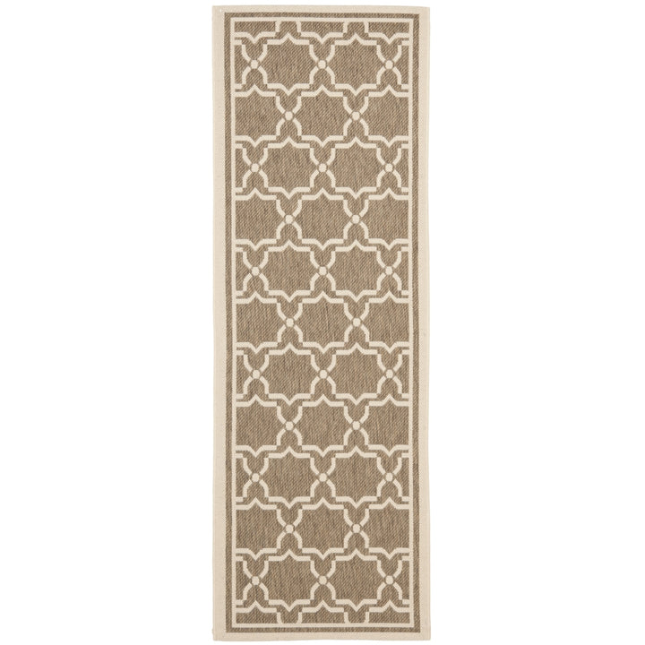 SAFAVIEH Indoor Outdoor CY6916-242 Courtyard Brown / Bone Rug Image 3