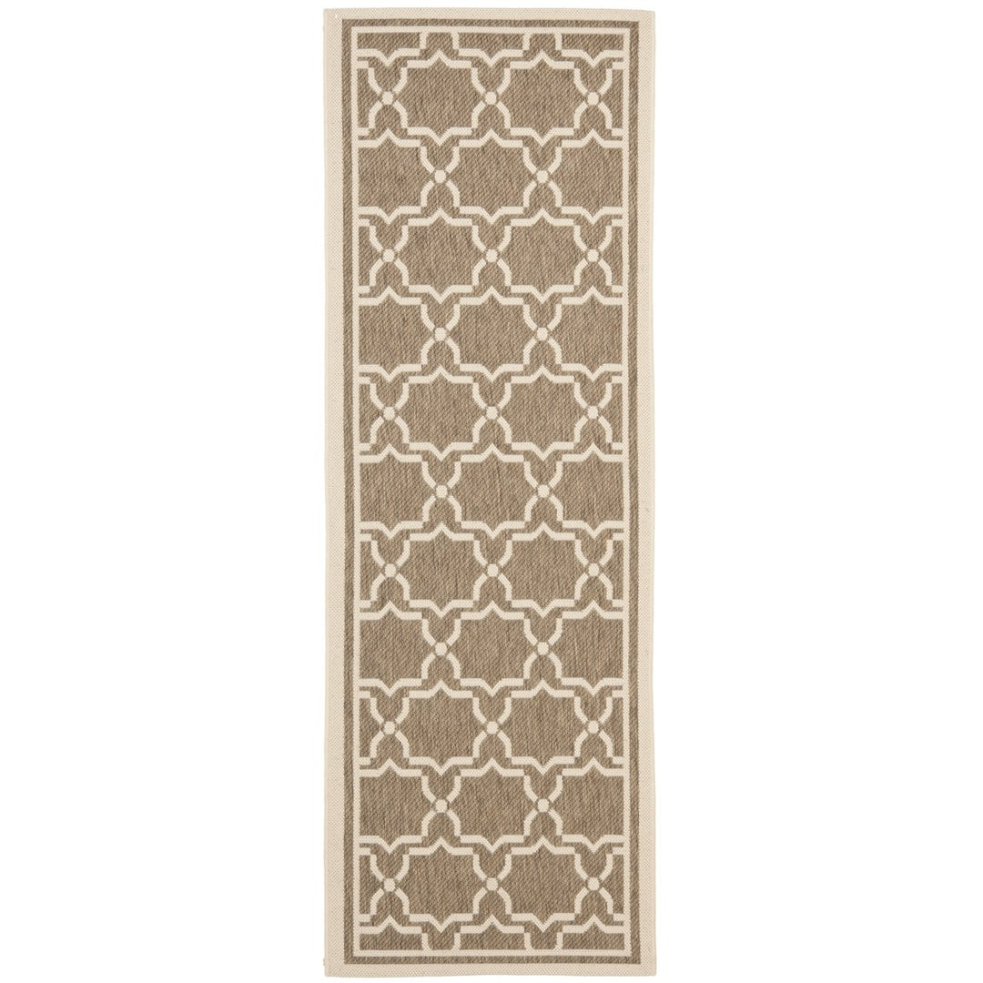 SAFAVIEH Indoor Outdoor CY6916-242 Courtyard Brown / Bone Rug Image 1