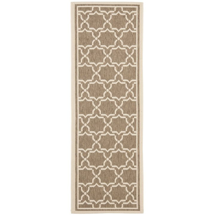 SAFAVIEH Indoor Outdoor CY6916-242 Courtyard Brown / Bone Rug Image 1