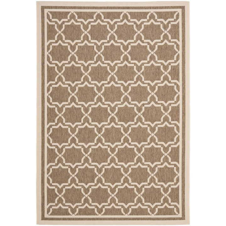 SAFAVIEH Indoor Outdoor CY6916-242 Courtyard Brown / Bone Rug Image 1