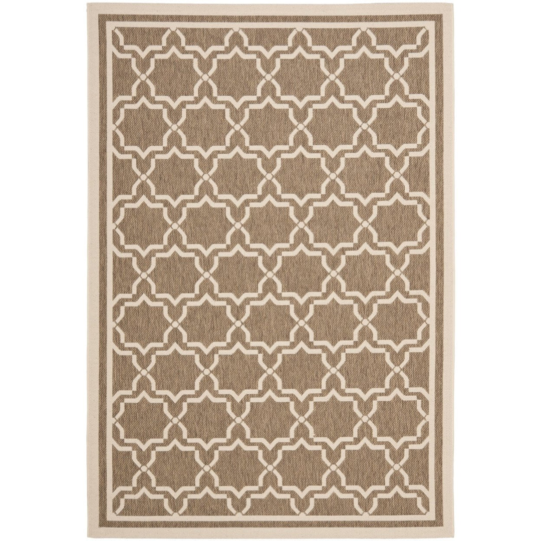 SAFAVIEH Indoor Outdoor CY6916-242 Courtyard Brown / Bone Rug Image 1