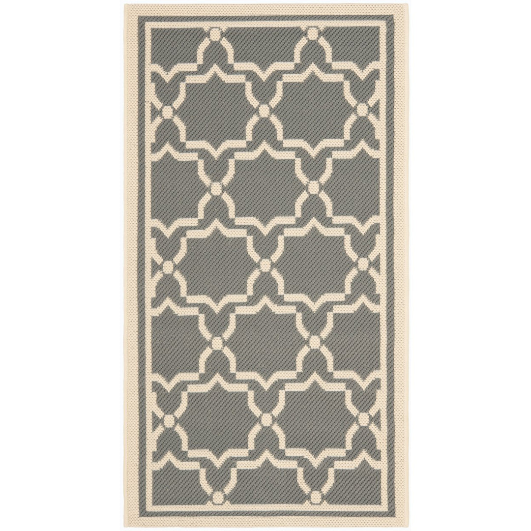 SAFAVIEH Outdoor CY6916-246 Courtyard Anthracite / Beige Rug Image 1