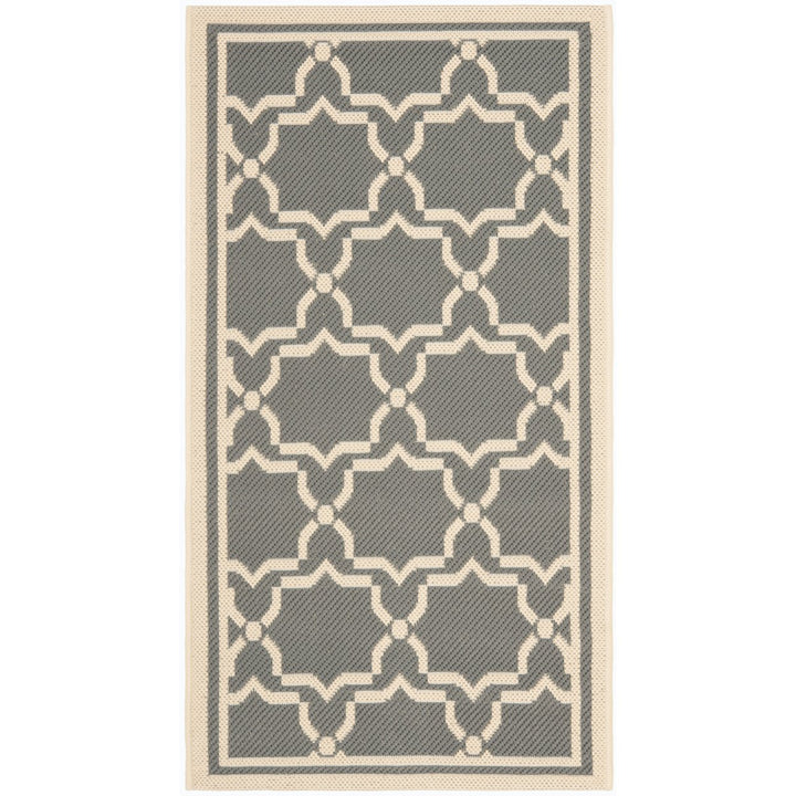 SAFAVIEH Outdoor CY6916-246 Courtyard Anthracite / Beige Rug Image 1