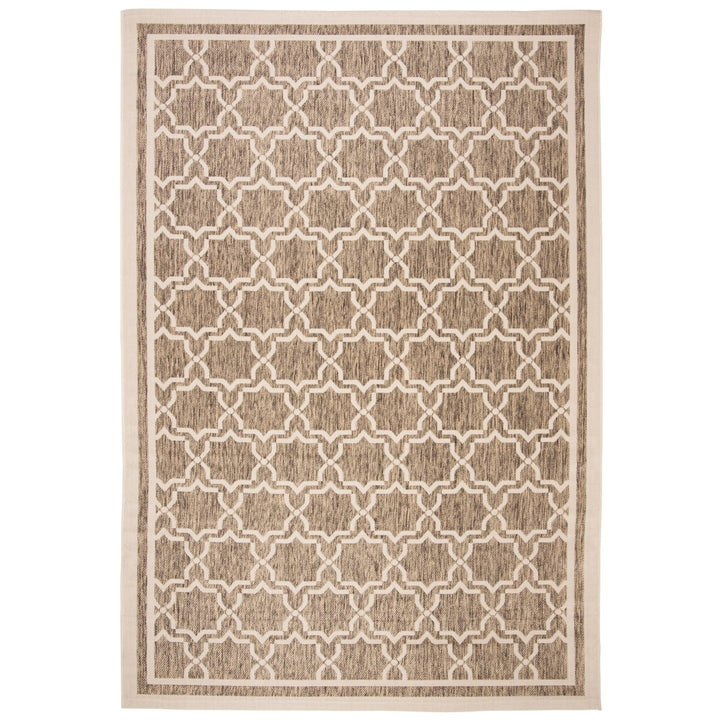 SAFAVIEH Indoor Outdoor CY6916-242 Courtyard Brown / Bone Rug Image 1