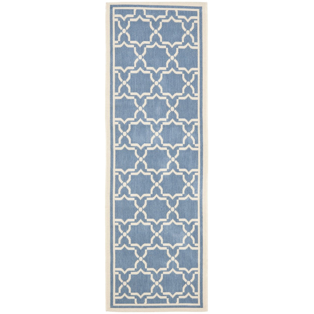 SAFAVIEH Indoor Outdoor CY6916-243 Courtyard Blue / Beige Rug Image 1