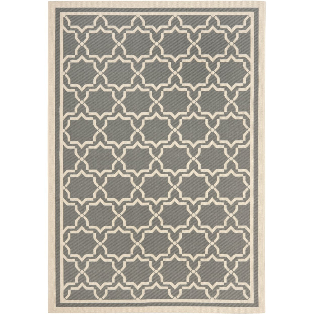 SAFAVIEH Outdoor CY6916-246 Courtyard Anthracite / Beige Rug Image 1