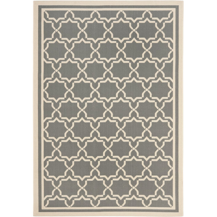 SAFAVIEH Outdoor CY6916-246 Courtyard Anthracite / Beige Rug Image 1