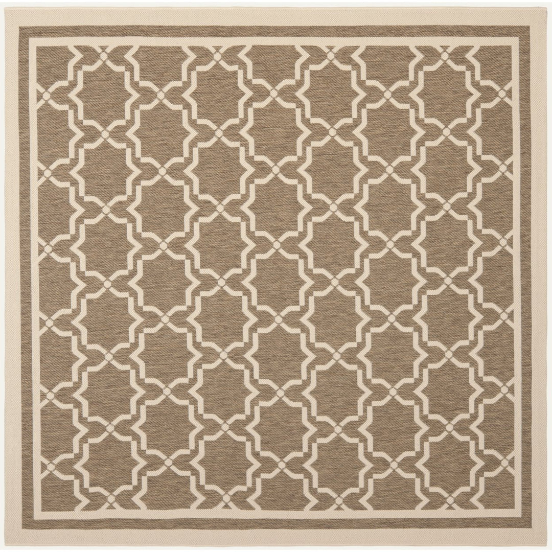 SAFAVIEH Indoor Outdoor CY6916-242 Courtyard Brown / Bone Rug Image 1